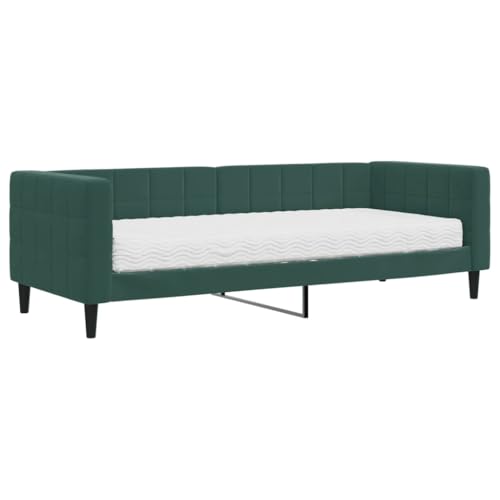 Willood Tagesbett mit Matratze Gästebett 2-in-1 Sofabett Schlafsofa für Schlafzimmer Wohnzimmer Bettsofa Sofa Dunkelgrün 80x200 cm Samt von Willood