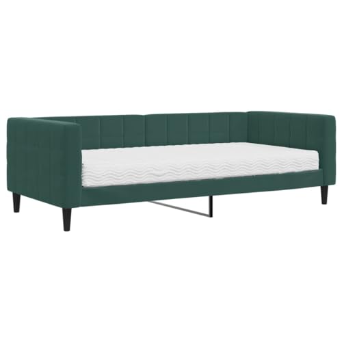 Willood Tagesbett mit Matratze Gästebett 2-in-1 Sofabett Schlafsofa für Schlafzimmer Wohnzimmer Bettsofa Sofa Dunkelgrün 90x200 cm Samt von Willood
