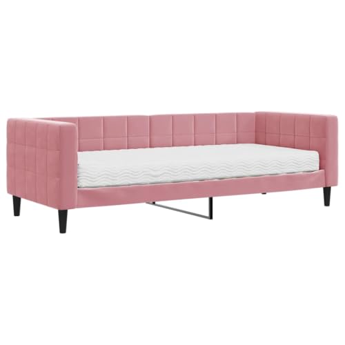 Willood Tagesbett mit Matratze Gästebett 2-in-1 Sofabett Schlafsofa für Schlafzimmer Wohnzimmer Bettsofa Sofa Rosa 80x200 cm Samt von Willood