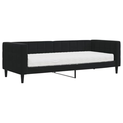 Willood Tagesbett mit Matratze Gästebett 2-in-1 Sofabett Schlafsofa für Schlafzimmer Wohnzimmer Bettsofa Sofa Schwarz 80x200 cm Samt von Willood