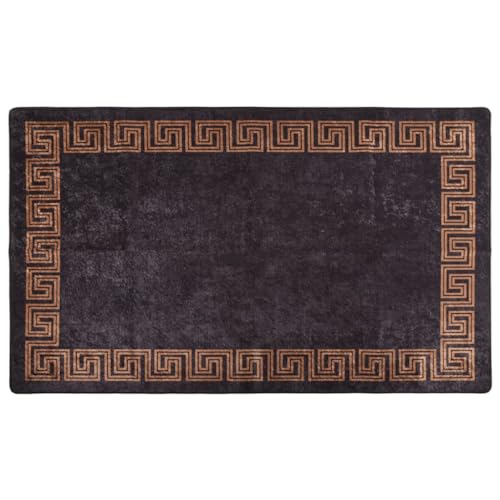 Willood Teppich Waschbar 120x180 cm Schwarz und Golden Wohnzimmerteppich rutschfest Pflegeleicht von Willood