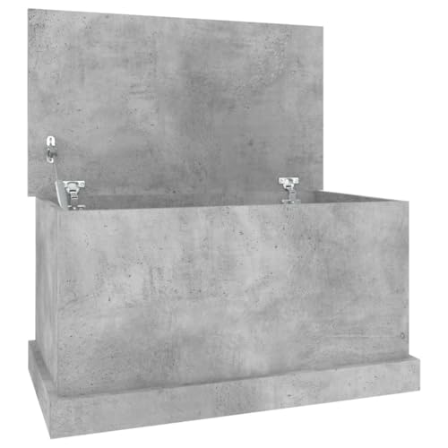 Willood Truhe Aufbewahrungsbox mit Deckel, Auflagenbox Kiste mit Stauraum, Kissenbox Werkzeugkasten Spielzeugtruhe Betongrau 70x40x38 cm Holzwerkstoff von Willood