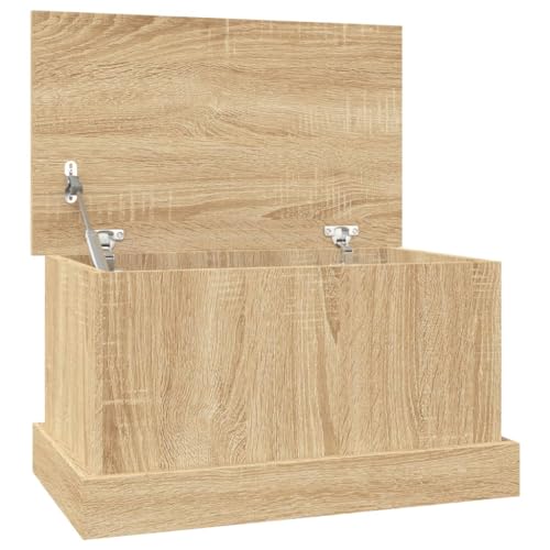 Willood Truhe Aufbewahrungsbox mit Deckel, Auflagenbox Kiste mit Stauraum, Kissenbox Werkzeugkasten Spielzeugtruhe Sonoma-Eiche 50x30x28 cm Holzwerkstoff von Willood
