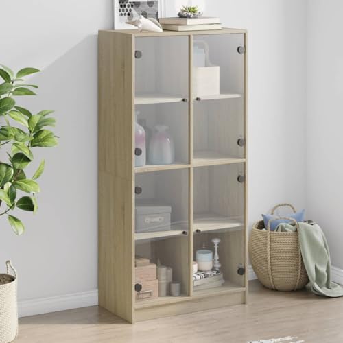 Willood Vitrinenschrank Glasvitrine Bücherschrank mit Türen Mehrzweckschrank mit Glastüren Wohnzimmer Metallschrank Sonoma Eiche 68 x 37 x 142 cm Willood Vitrinenschrank Glasvitrine Bücherschrank mit Türen Mehrzweckschrank mit Glastüren Wohnzimmer Metallschrank Sonoma Eiche 68 x 37 x 142 cm von Willood