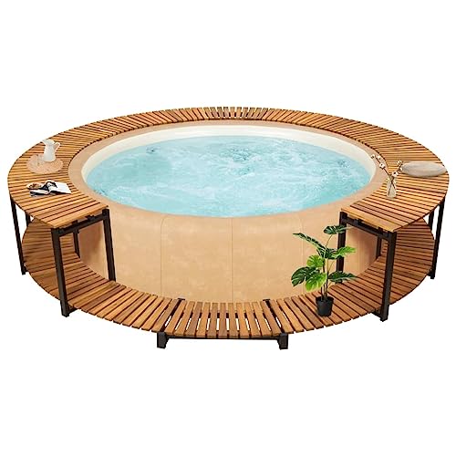 Willood Whirlpool-Verkleidung 273x53 cm Akazie Massivholz Akazienholz Massiv Witterungsbeständig Umrandung Poolumrandung Poolverkleidung 273x53cm Aluminiumrahmen von Willood