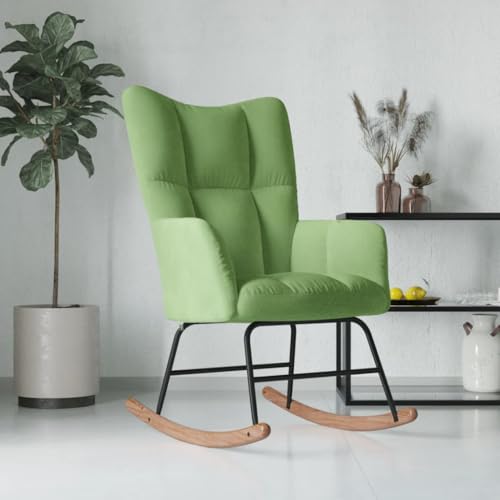 Willood Wilood Schaukelstuhl Sessel Relaxsessel Schaukelsessel Wohnzimmersessel Hellgrün Samt von Willood