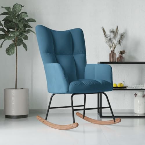 Willood Wilood Schaukelstuhl Sessel Relaxsessel Schaukelsessel Wohnzimmersessel mit Blau Samt von Willood