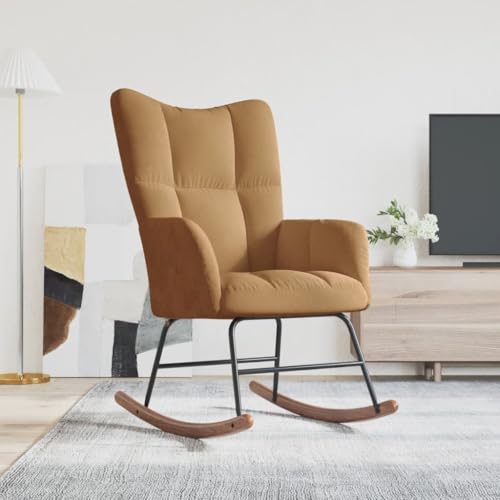 Willood Wilood Schaukelstuhl Sessel Relaxsessel Schaukelsessel Wohnzimmersessel mit Braun Samt von Willood