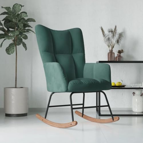 Willood Wilood Schaukelstuhl Sessel Relaxsessel Schaukelsessel Wohnzimmersessel mit Samt Dunkelgrün von Willood