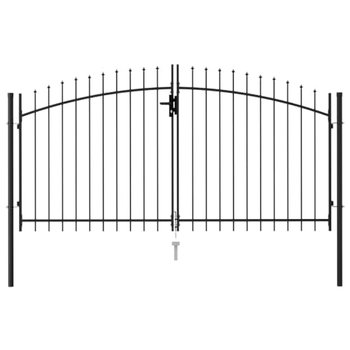 Willood Zauntor Doppelflügel mit Speerspitzen Stahl 3 x 1,5 m Schwarz Willood Zauntor Doppelflügel mit Speerspitzen Stahl 3 x 1,5 m Schwarz von Willood
