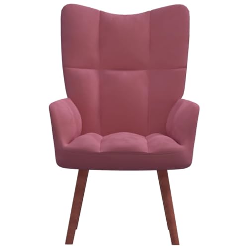 Willwood Ohrensessel Sessel Wohnzimmersessel Polstersessel Loungesessel Ohrensessel mit Holzbeinen Rosa Samt von Willood