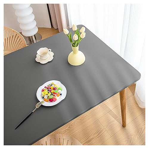 Kunstleder Tischdecke mit Elastischem Rand rutschfest, PU Leder Esstisch Unterlagen, Leder Tischtuch wasserdichte Fleckabweisend, Wetterfest Tischauflage Terrassentisch/Gartentisch(90x140cm,Dark Gra von Willove