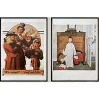 Set Von 2 Original Vintage Kunstdrucke 1977 11 "x 15" Heiligabend Weihnachtsmusik Familie Norman Rockwell American Life Gallery Wand-Dekor von WillowAntiqueArts