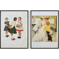 Set Von 2 Original Vintage Kunstdrucke 1977 11 "x 15" Junge Damen Teenager Mädchen Freundschaft Norman Rockwell American Life Gallery Wand-Dekor von WillowAntiqueArts