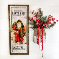 Santa Schild, Weihnachten Holzschild, Weihnachtsdeko, Bauernhaus Rentierschild, Vintage Weihnachtsschild, Geschenkidee, Urlaub Dekor von WillowBeeSigns