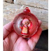 Vintage Jewelbrite Weihnachtsverzierung Mrs Santa Claus Ornament 1960 1970 Retro Mcm Reflektor Diorama Kunststoff von WillowBloom