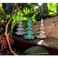 Vintage West Germany Christbaumschmuck Mcm 1940 1950 Zelluloid Kunststoff Pine German Mica Glitter Baum Retro Kitsch Decor Set 3 von WillowBloom