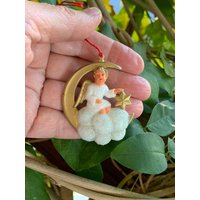 Vintage West Germany Engel Christbaumschmuck 1940 1950 Blau Wolke Stern Mond Ornament Feder Baum Mcm Frühling Ostern Dekor von WillowBloom