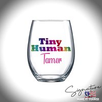 Personalisierter Winziger Human Tamer, 15 G Stielloses Klares Weinglas von WillowWaresCo