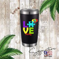 Personalisiertes Love Puzzle Stück Ballon, Aba, Bcba 20 Oz Isolierter Edelstahl Tumbler, 9 Tumbler Farben Zur Auswahl von WillowWaresCo