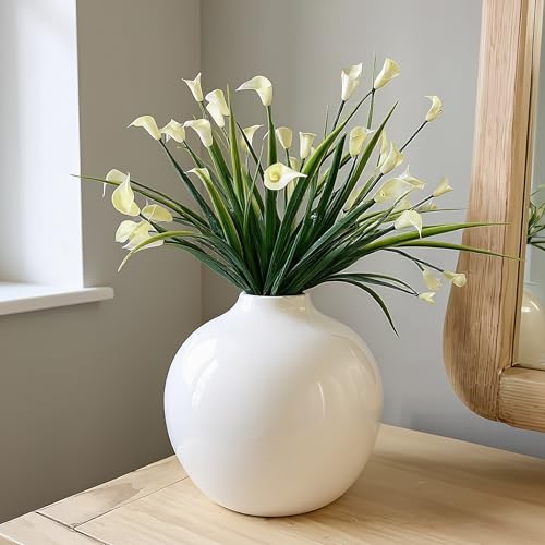 Willowy 19,1 cm große weiße Keramikvase mit glänzendem Finish – weiße Vasen für Blumen, runde Vasen für Dekoration, für Blumen, für Pampasgras Willowy 19,1 cm große weiße Keramikvase mit glänzendem Finish – weiße Vasen für Blumen, runde Vasen für Dekoration, für Blumen, für Pampasgras von Willowy