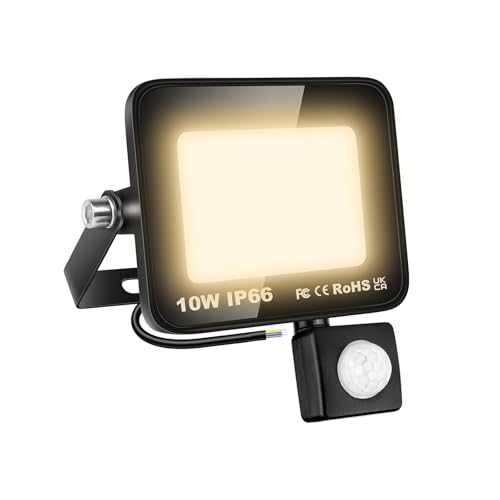 Willpower 10W 1000LM LED Strahler Außen mit Bewegungsmelder LED Scheinwerfer 4000K Warmweiß IP66 Wasserdicht LED Außenstrahler Fluter Flutlicht für Garage Flur Garten Innenhöfe Hotel Sportplatz von Willpower