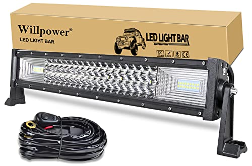Willpower 22 Zoll LED Arbeitsscheinwerfer bar 270W LED Scheinwerfer mit Kabelbaum für Offroad Traktor ATV UTV SUV 4x4 Auto von Willpower