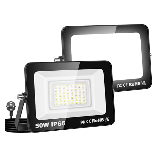 Willpower 2PCS LED Strahler Außen mit Stecker, LED Scheinwerfer 50W 5000LM Außenstrahler 6000K KaltWeiß Fluter Flutlicht Aussenlampe für Garten Garage Hinterhof Innen, IP66 Wasserdicht Willpower 2PCS LED Strahler Außen mit Stecker, LED Scheinwerfer 50W 5000LM Außenstrahler 6000K KaltWeiß Fluter Flutlicht Aussenlampe für Garten Garage Hinterhof Innen, IP66 Wasserdicht von Willpower