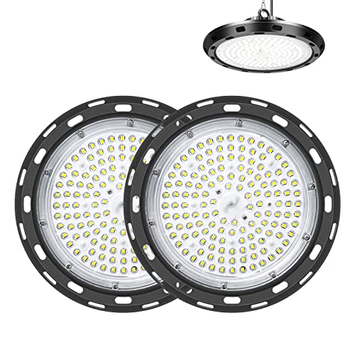 Willpower 2Pcs LED Werkstatt Deckenleuchte 100W LED UFO Industrielampe 10000LM LED Hallenleuchte IP65 Hallenstrahler 6000K Kaltweiß Hallenbeleuchtung Werkstattbeleuchtung für Fabriken Flughafen Garage von Willpower