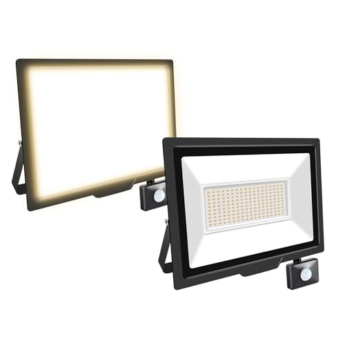 Willpower 2pcs 150W 15000LM LED Strahler Außen mit Bewegungsmelder LED Scheinwerfer 3500K Warmweiß IP66 LED Außenstrahler Fluter Flutlicht für Garage Flur Garten Innenhöfe Hotel Sportplatz von Willpower