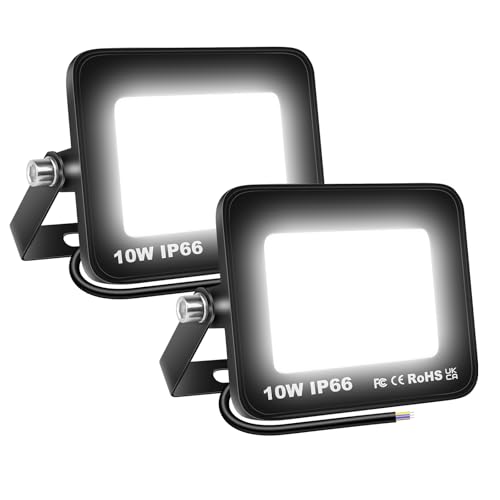 Willpower 2pcs LED Strahler Außen 10W 1000LM LED Scheinwerfer 6000K Kaltweiß IP66 Wasserdicht LED Außenstrahler Fluter Flutlicht Aussenlampe für Garage Flur Garten Innenhöfe Hotel Sportplatz Hinterhof von Willpower