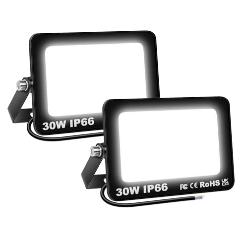 Willpower 2pcs LED Strahler Außen 30W 3000LM LED Scheinwerfer 6000K Kaltweiß IP66 Wasserdicht LED Außenstrahler Fluter Flutlicht Aussenlampe für Garage Flur Garten Innenhöfe Hotel Sportplatz Hinterhof von Willpower