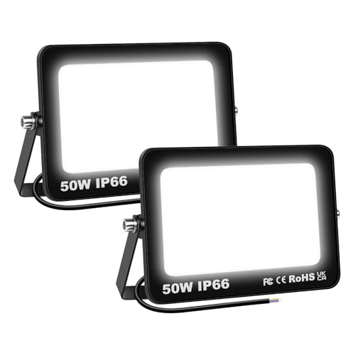 Willpower 2pcs LED Strahler Außen 50W 5000LM LED Scheinwerfer 6000K Kaltweiß IP66 Wasserdicht LED Außenstrahler Fluter Flutlicht Aussenlampe für Garage Flur Garten Innenhöfe Hotel Sportplatz Hinterhof von Willpower