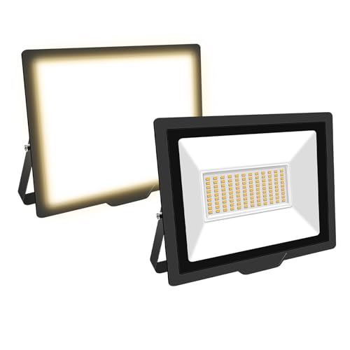 Willpower 2pcs LED Strahler Außen 75W 7500LM LED Scheinwerfer 4000K Warmweiß IP66 Wasserdicht LED Außenstrahler Fluter Flutlicht Aussenlampe für Garage Flur Garten Innenhöfe Hotel Sportplatz Hinterhof von Willpower