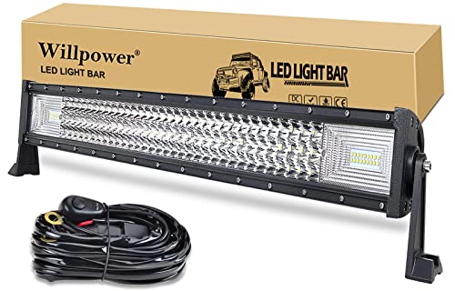 Willpower 32 Zoll LED Arbeitsscheinwerfer bar 405W LED Scheinwerfer mit Kabelbaum für Offroad Traktor ATV UTV SUV 4x4 Auto von Willpower