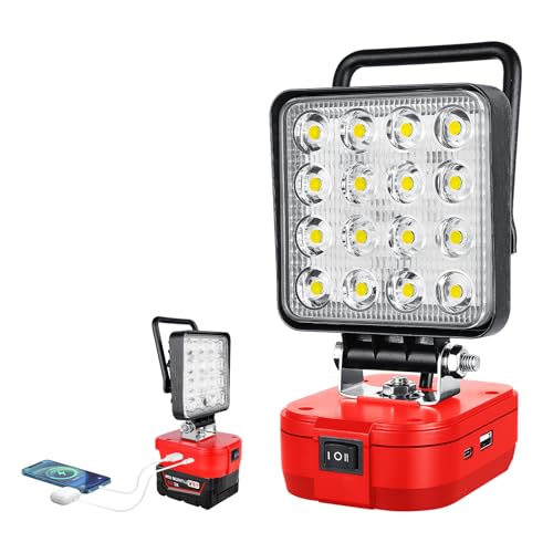 Willpower 48W Kabellose Led Arbeitsleuchte, Led Strahler Akku Lampe für Milwaukee M18 18V / 20V, Tragbares Flutlichter Akku Scheinwerfer für Baustelle, Camping, Garage, Werkstatt Willpower 48W Kabellose Led Arbeitsleuchte, Led Strahler Akku Lampe für Milwaukee M18 18V / 20V, Tragbares Flutlichter Akku Scheinwerfer für Baustelle, Camping, Garage, Werkstatt von Willpower