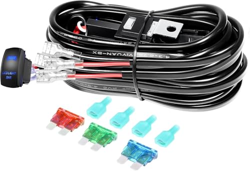 Willpower Faisceau de câblage pour barre lumineuse LED 12 V 24 V 40 A avec relais fusible ON-OFF Interrupteur étanche pour conduite automatique hors route Lampe de travail LED 1 fils Willpower Faisceau de câblage pour barre lumineuse LED 12 V 24 V 40 A avec relais fusible ON-OFF Interrupteur étanche pour conduite automatique hors route Lampe de travail LED 1 fils von Willpower