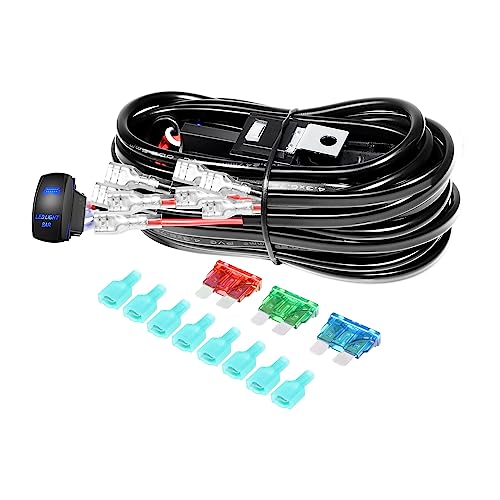 Willpower LED-Lichtleisten-Kabelbaum-Set, strapazierfähig, 12 V, 5-polig, Wippschalter, Laser-Ein-/Aus-Schalter, wasserdichter Schalter, Power-Relais, Flachsicherung für Off-Road-Fahrlichter, von Willpower