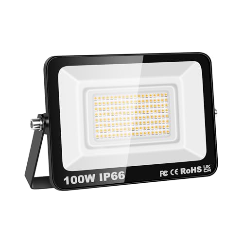 Willpower LED Strahler Außen 100W 10000LM LED Scheinwerfer 3500K Warmweiß IP66 Wasserdicht LED Außenstrahler Fluter Flutlicht Aussenlampe für Garage Flur Garten Innenhöfe Hotel Sportplatz Hinterhof von Willpower