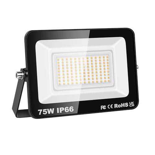 Willpower LED Strahler Außen 75W 7500LM LED Scheinwerfer 4000K Warmweiß IP66 Wasserdicht LED Außenstrahler Fluter Flutlicht Aussenlampe für Garage Flur Garten Innenhöfe Hotel Sportplatz Hinterhof von Willpower