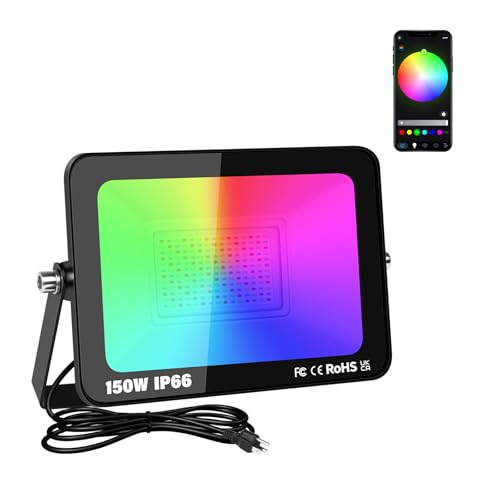 Willpower RGB LED Strahler Außen 150W 15000LM, Mit Bluetooth App Steuerung, LED Flutlicht Fluter RGBW-Farbwechsel 16 million Farben Dimmbar Smart Timer, IP66 Wasserdicht, Garten Party Disco Innen Willpower RGB LED Strahler Außen 150W 15000LM, Mit Bluetooth App Steuerung, LED Flutlicht Fluter RGBW-Farbwechsel 16 million Farben Dimmbar Smart Timer, IP66 Wasserdicht, Garten Party Disco Innen von Willpower
