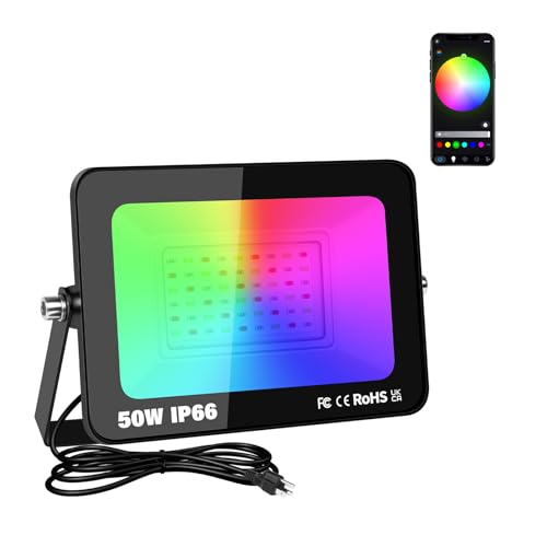 Willpower RGB LED Strahler Außen 50W 5000LM, Mit Bluetooth App Steuerung, LED Flutlicht Fluter RGBW-Farbwechsel 16 million Farben Dimmbar Smart Timer, IP66 Wasserdicht, Garten Party Disco Innen Willpower RGB LED Strahler Außen 50W 5000LM, Mit Bluetooth App Steuerung, LED Flutlicht Fluter RGBW-Farbwechsel 16 million Farben Dimmbar Smart Timer, IP66 Wasserdicht, Garten Party Disco Innen von Willpower