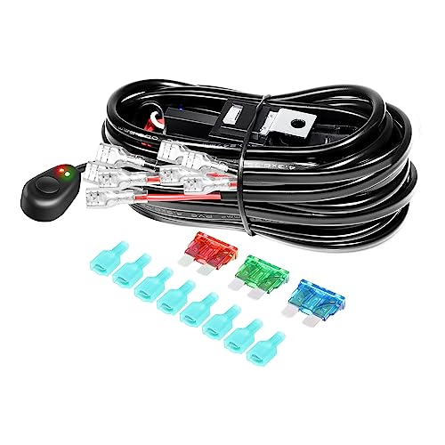 Willpower 12 V LED-Lichtleiste, Kabelbaum-Kabelsatz, 3 m, 18 AWG, DC 40 A, ON/OFF-Schalter für Auto, Geländewagen, SUV, UTE, ATV, 4 x 4 LED-Nebel-Arbeitslampen (4 Leitungen von Willpower
