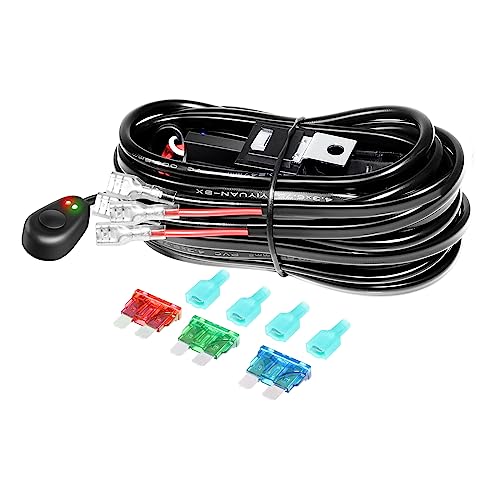 Willpower 12 V LED-Lichtleiste, Kabelbaum-Kabelsatz, 3 m, 18 AWG, DC 40 A, ON/OFF-Schalter für Auto, Geländewagen, SUV, UTE, ATV, 4 x 4, LED-Nebel-Arbeitslampen (2 Leitungen von Willpower