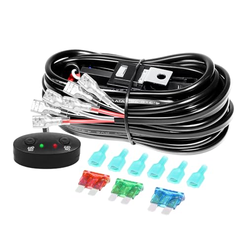 Willpower Verkabelung mit LED-Lichtbalken, Kabelbaum mit 12 V, 18 AWG, 40 A, Relais und Schalter mit Doppelsteuerung, Kabel für LED-Lichtleisten, LKW, Geländewagen, Geländewagen, 4 x 4 (1 Lampe) von Willpower