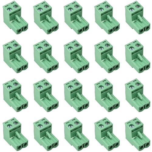 Willwewon 20Pcs 2Pin 5,08 mm Abstand steckbare PCB Winkel Schraube Anschluss Steckverbinder Steckdose Panel Installation DIY (20Pcs 2p) von Willwewon