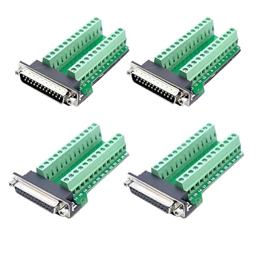 Willwewon D-SUB DB25 25-poliger Breakout zu Leiterplattenklemmen Adapter Steckverbinder lötfrei Mit Nuss (2 männlich+2 weiblich) von Willwewon