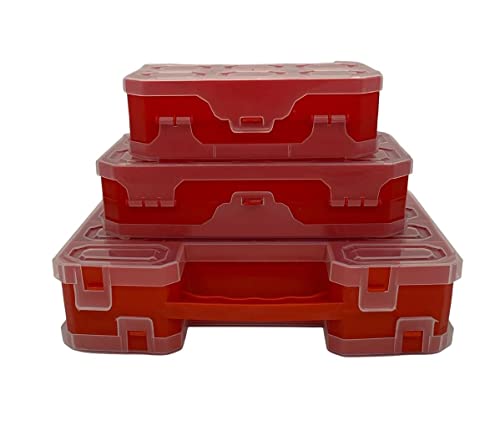 Sortimentskasten "Twin" - doppelseitiger Kleinteile Organizer im 3er Set (Red) von Willy's Fachmarkt