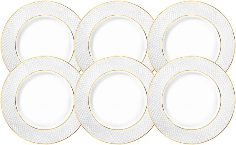 Wilmax England - Deutschland Geschirr-Set Wilmax Dinner Teller mit Goldlinien, 25,5 cm, 6er Set von Wilmax England - Deutschland