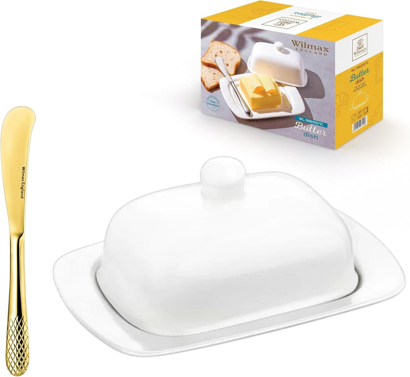 Wilmax England - Deutschland Geschirr-Set Wilmax Porzellan Butterdose & Buttermesser aus Edelstahl Wilmax England - Deutschland Geschirr-Set Wilmax Porzellan Butterdose & Buttermesser aus Edelstahl von Wilmax England - Deutschland